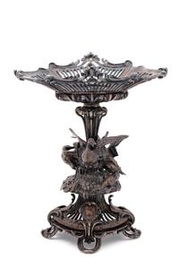 A Christofle Silvered Bronze Figural Centerpiece