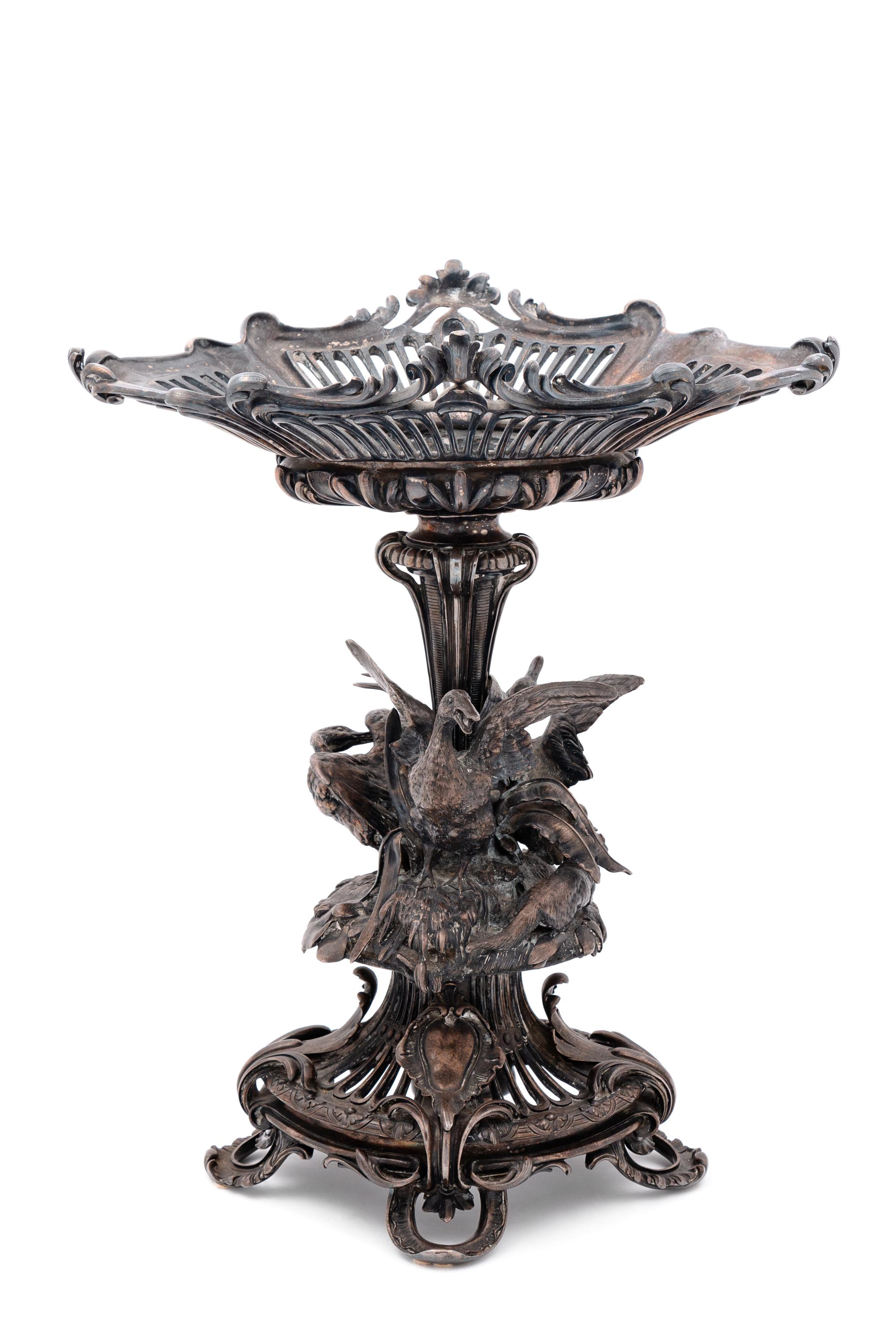 A Christofle Silvered Bronze Figural Centerpiece