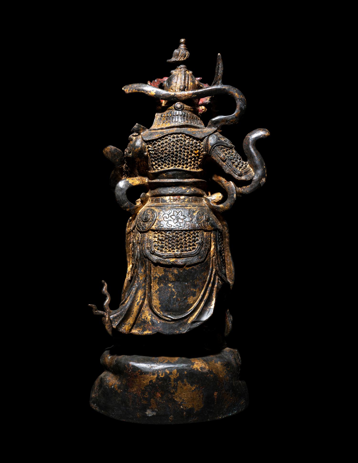 A Parcel Gilt Bronze Figure of Guardian Weituo