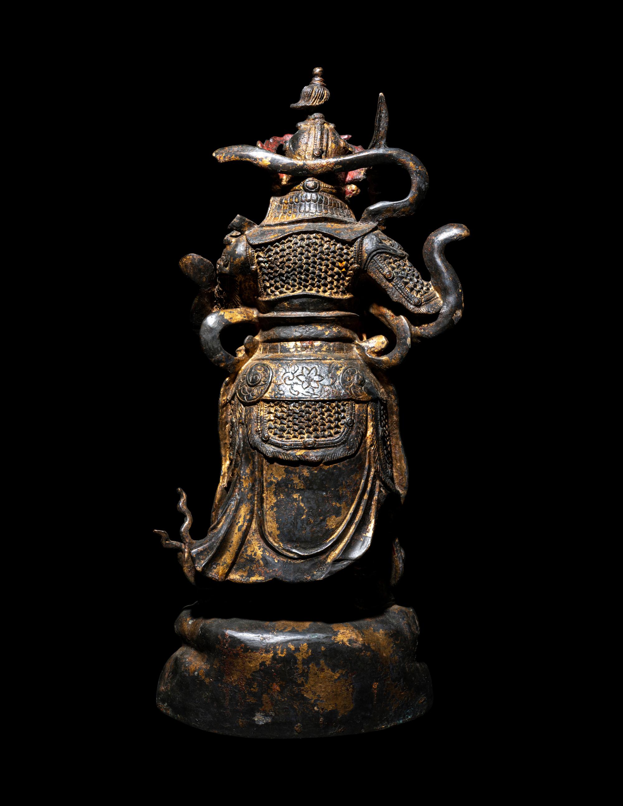 A Parcel Gilt Bronze Figure of Guardian Weituo