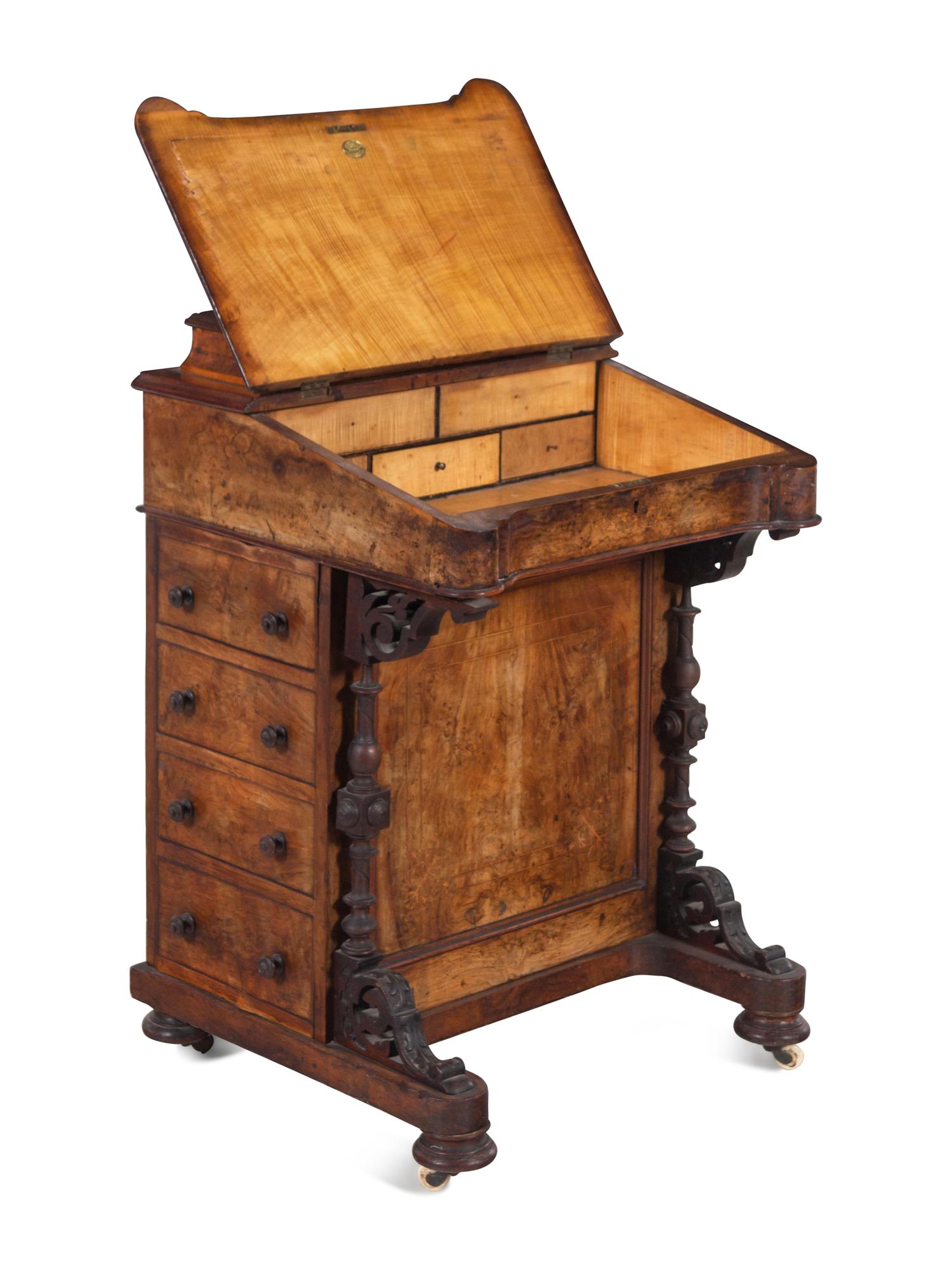 A Victorian Walnut Davenport Desk