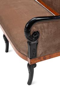 A Pair of Louis Philippe Style Part Ebonized Burlwood Settees