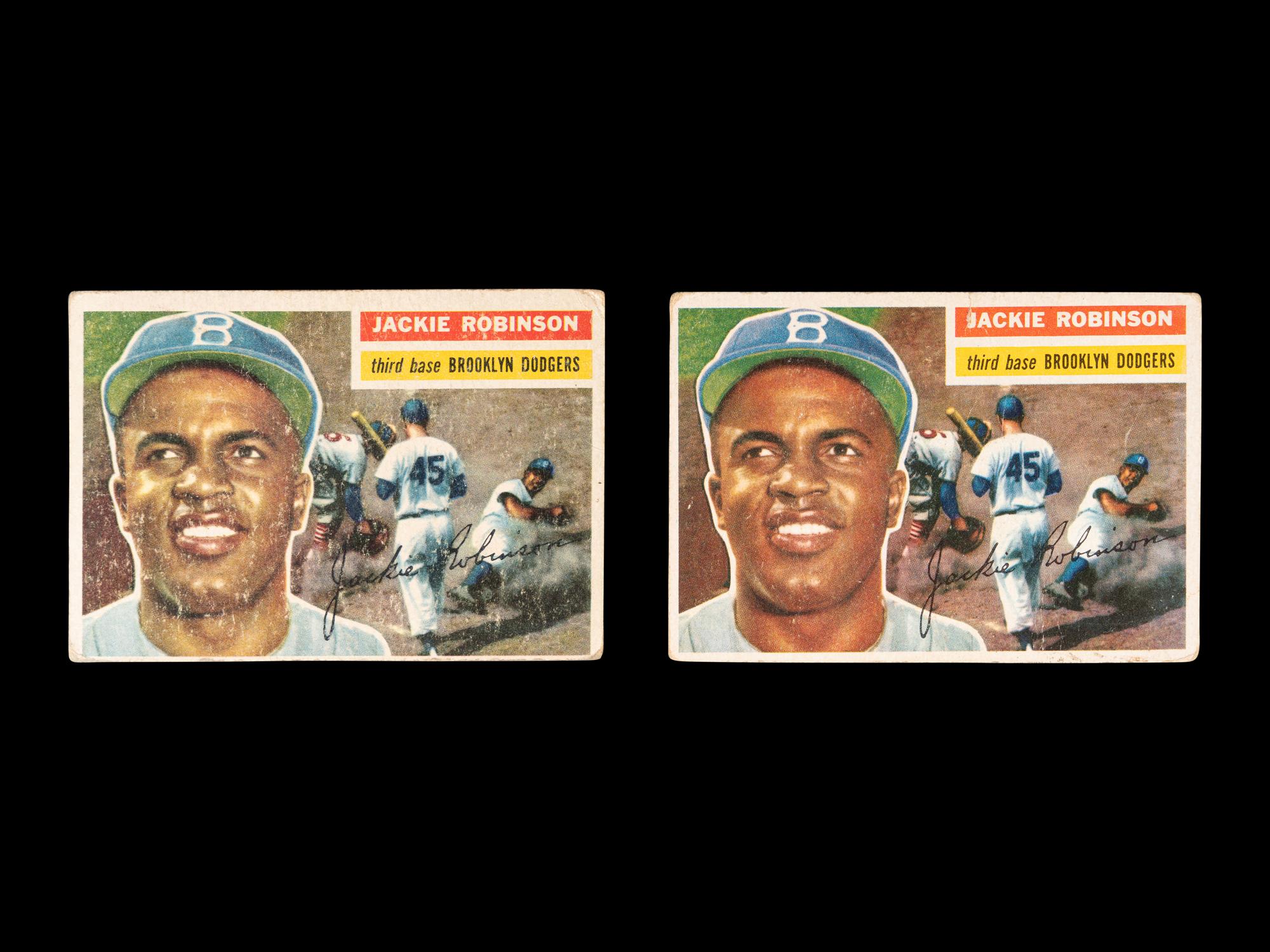 A Group of 1956 Topps Jackie Robinson Baseball Cards No. 30