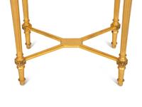 A Louis XVI Style Giltwood Marble Top Side Table