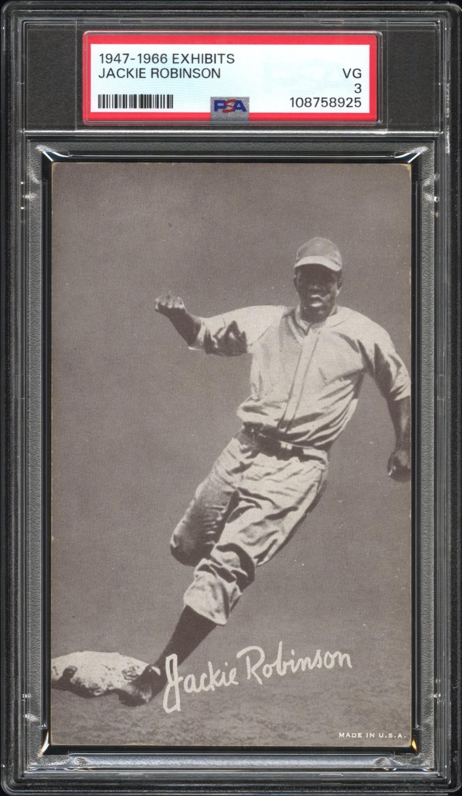 A 1947-66 Exhibits Jackie Robinson Baseball Card (PSA 3 VG)