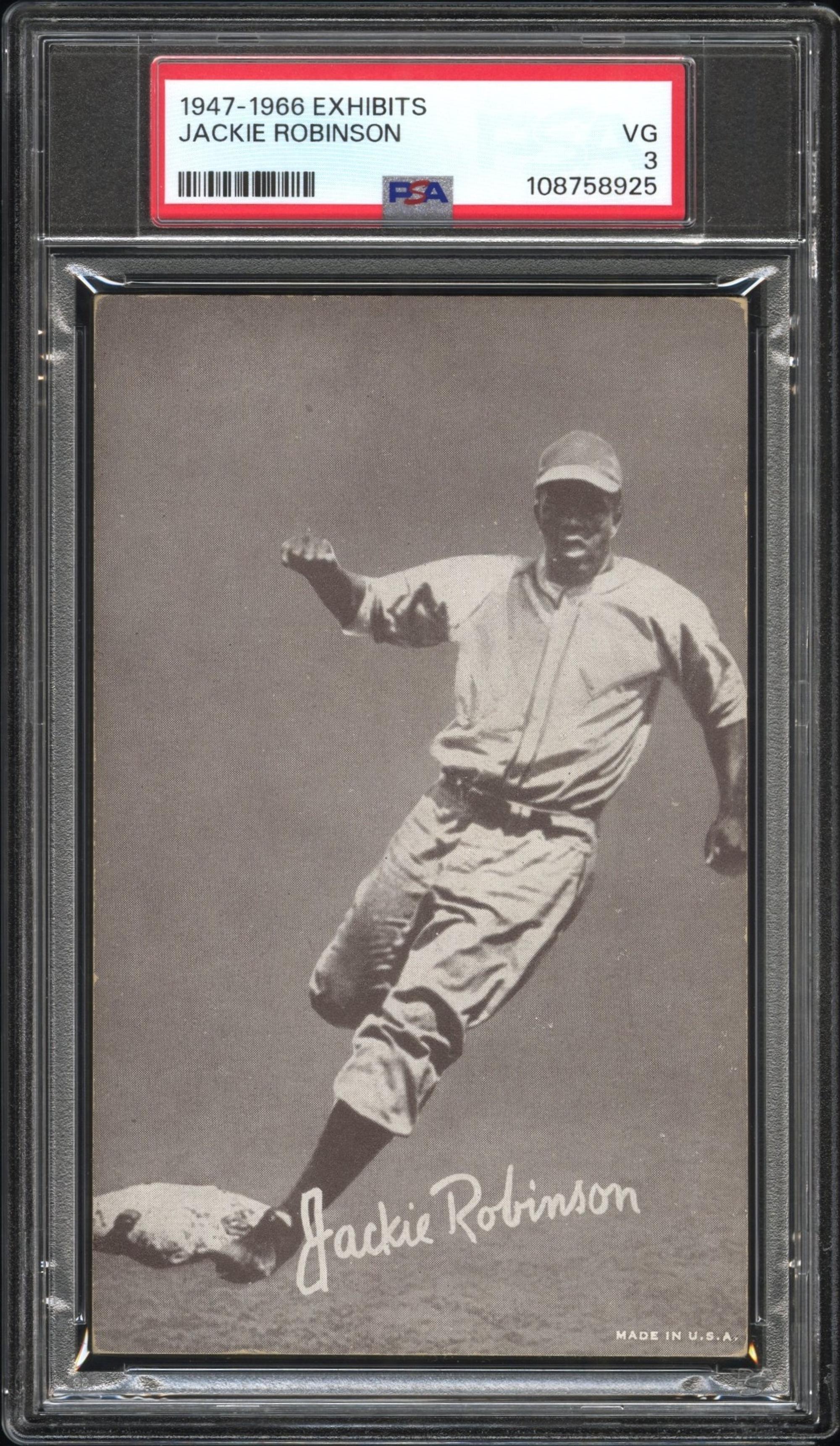 A 1947-66 Exhibits Jackie Robinson Baseball Card (PSA 3 VG)