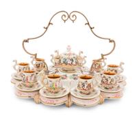 A Capodimonte Porcelain Demitasse Tea Service with Undertray