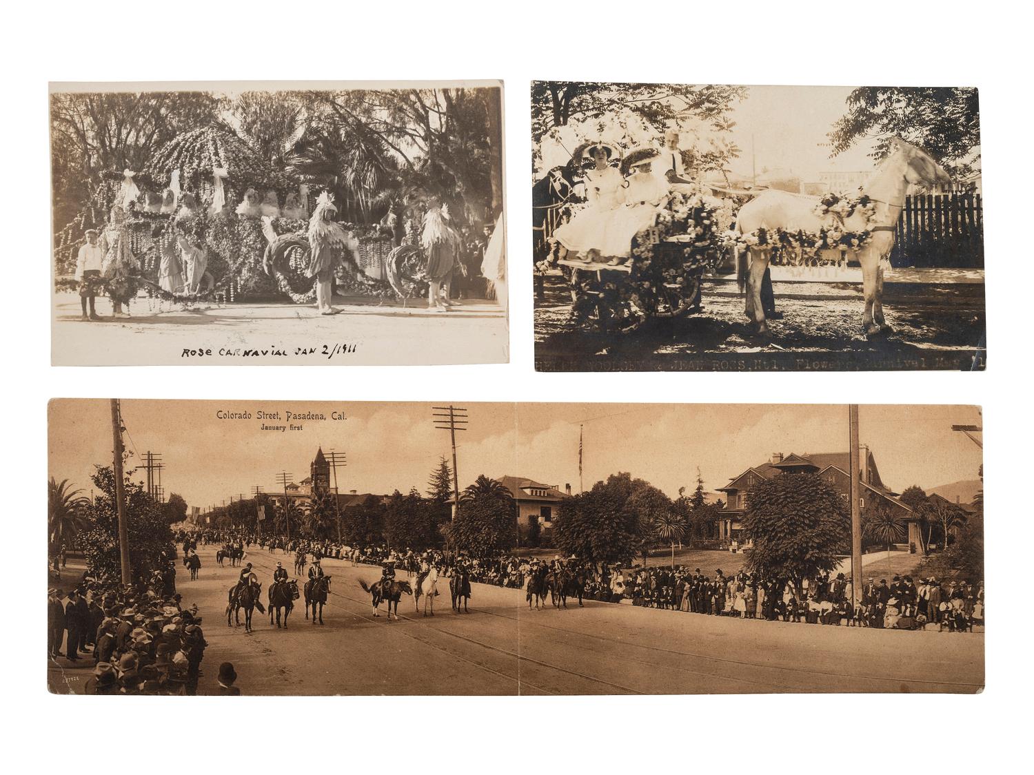 [EPHEMERA]. 78 RPPCs & photographs of parades, sideshows, and fairs.