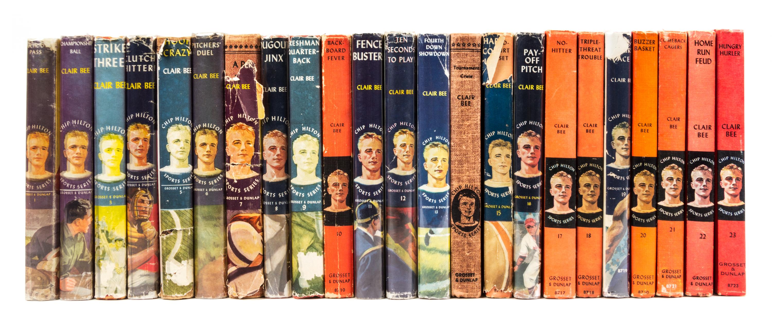 BEE, CLAIRE. A complete run (23 vols.) from the Chip Hilton Sports Series. New York, various dates, including the Hungry Hurler.
