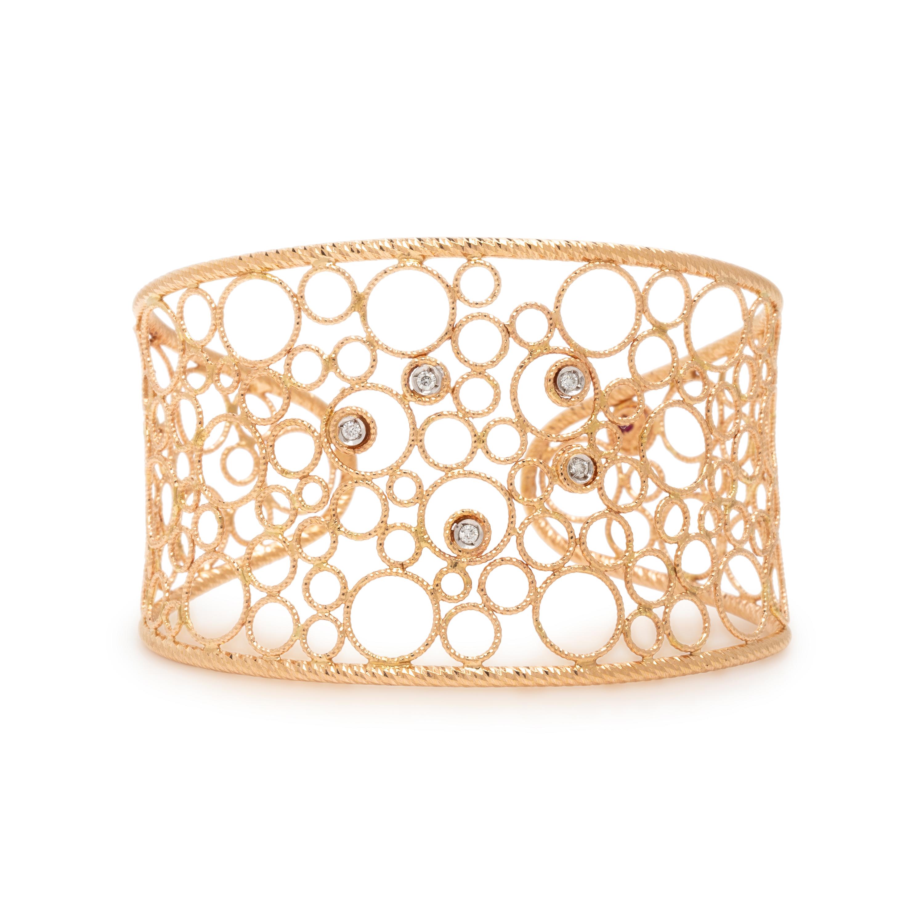 Roberto Coin, 'Bollicine', Diamond and Rose Gold Cuff Bracelet