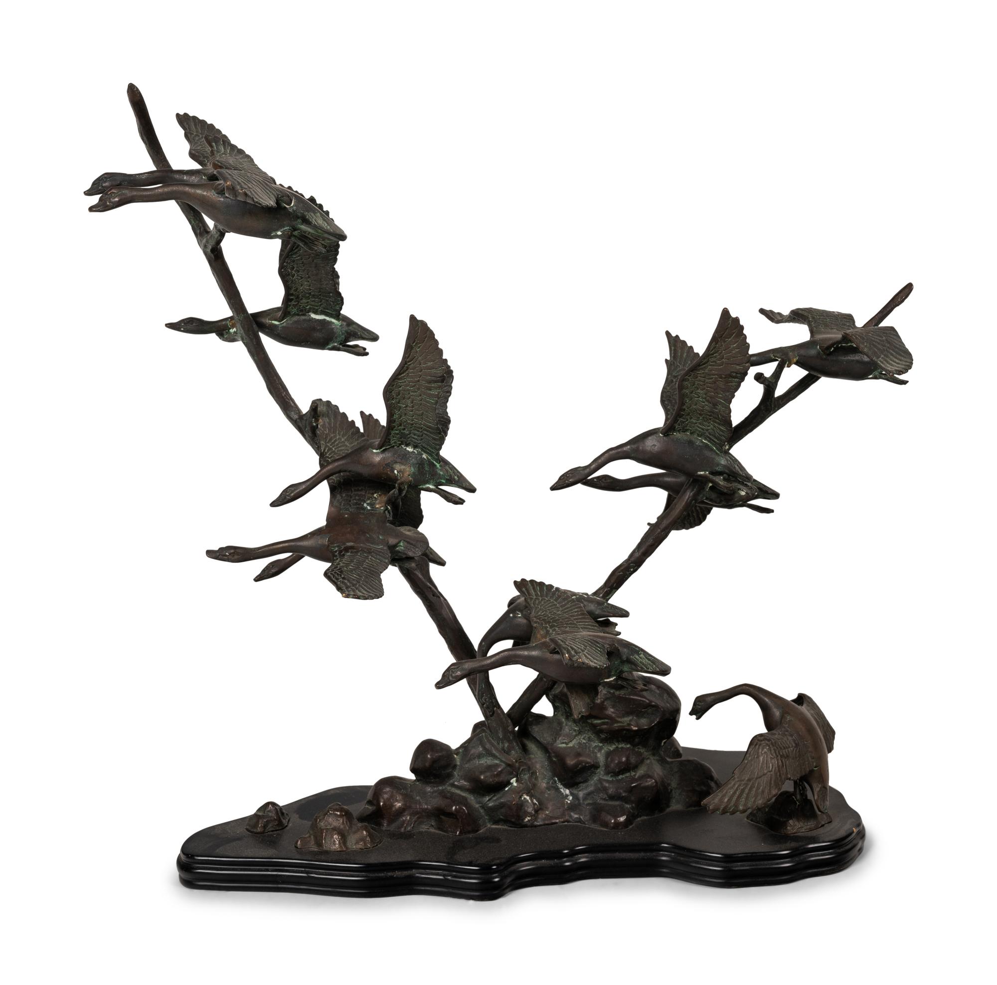 A Bronze Group of Flying Geese