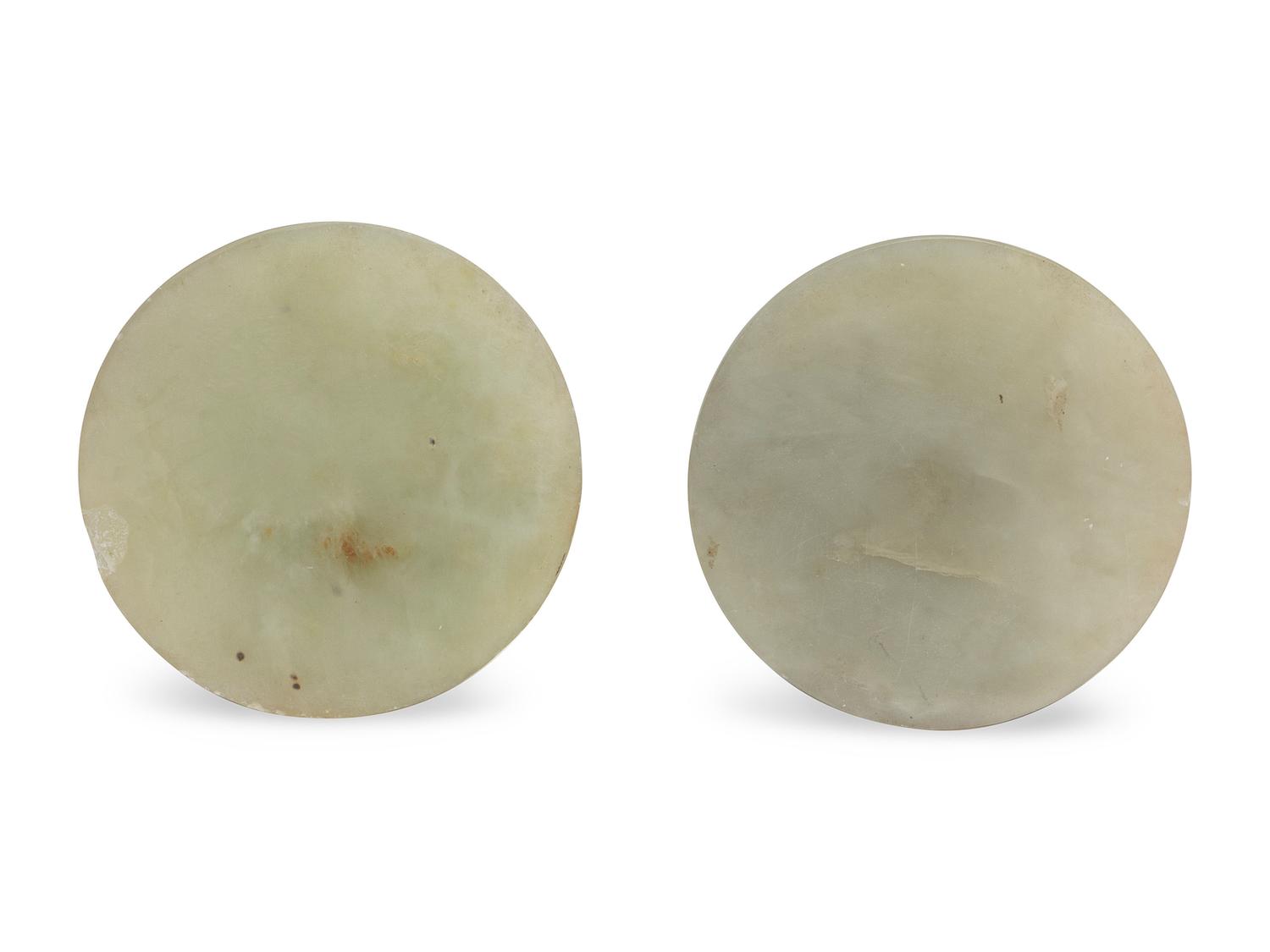 A Pair of Chinese Carved Nephrite Candlesticks