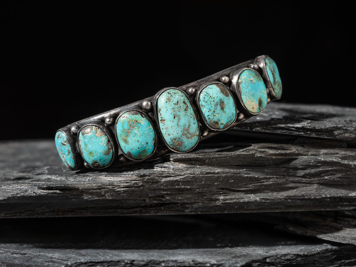 Navajo Silver and Turquoise Cuff Bracelet