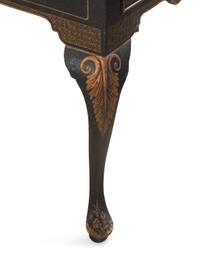 Queen Anne Japanned Lacquered Pine and Maple Flat Top High Chest