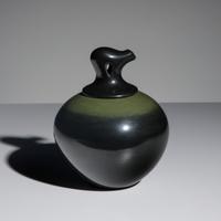 Russell Sanchez (San Ildefonso, b. 1963) — Black and Green Pottery Jar, with Lid