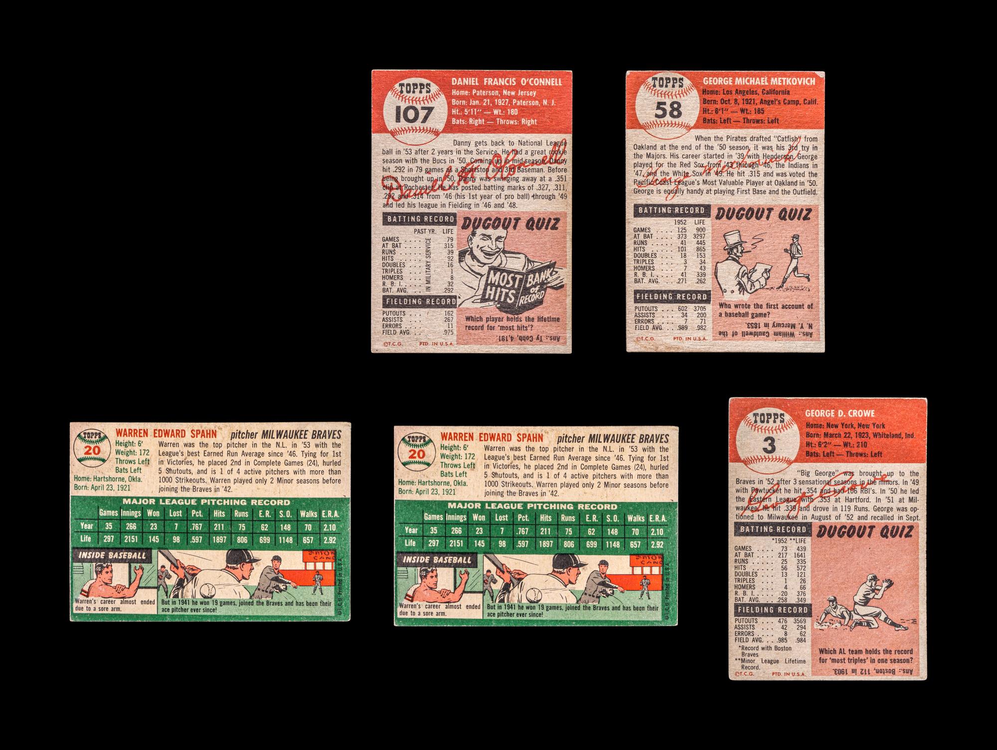 A Group of 1953 and 1954 Topps Baseball Cards,