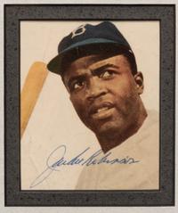 A Jackie Robinson Signed Display (Beckett LOA),