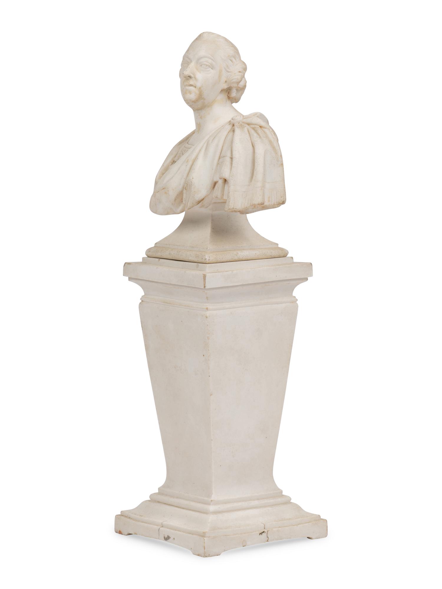 A Sèvres Biscuit Porcelain Bust of Louis XV