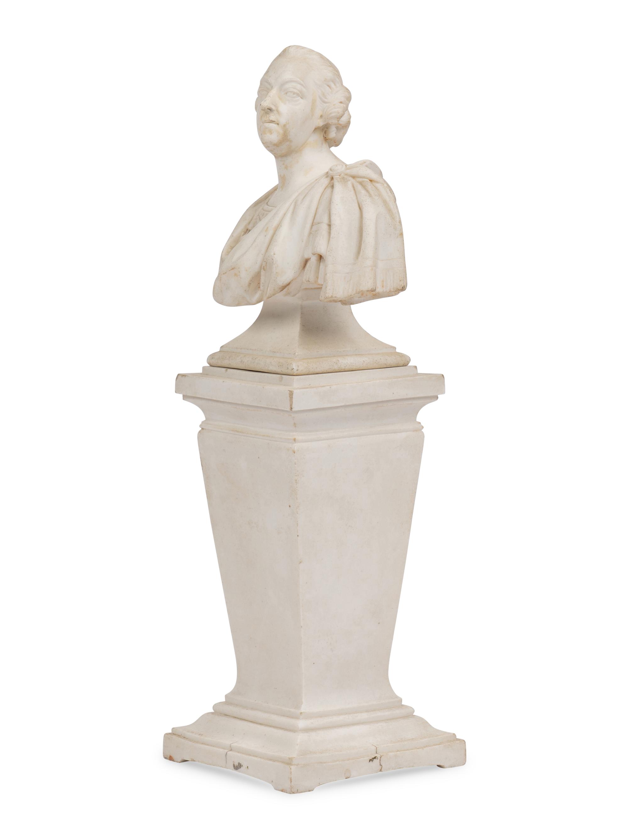 A Sèvres Biscuit Porcelain Bust of Louis XV