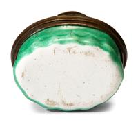 A Bilston Enamel Miniature Hinged Porcelain Trinket or Pill Box
