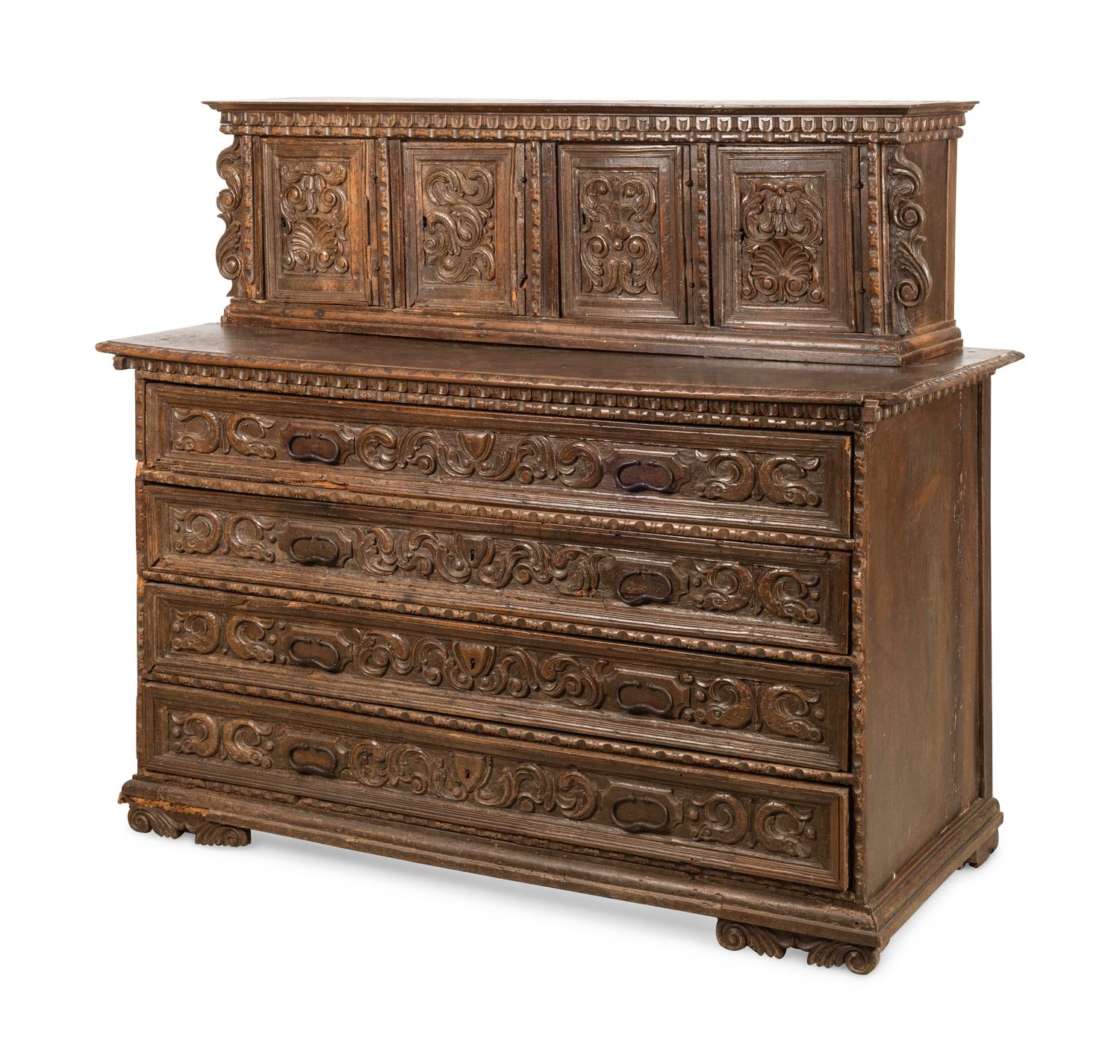 An Italian Baroque Walnut Console Cabinet