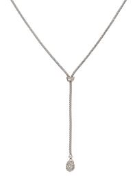 A 14 Karat White Gold and Diamond Drop Necklace,