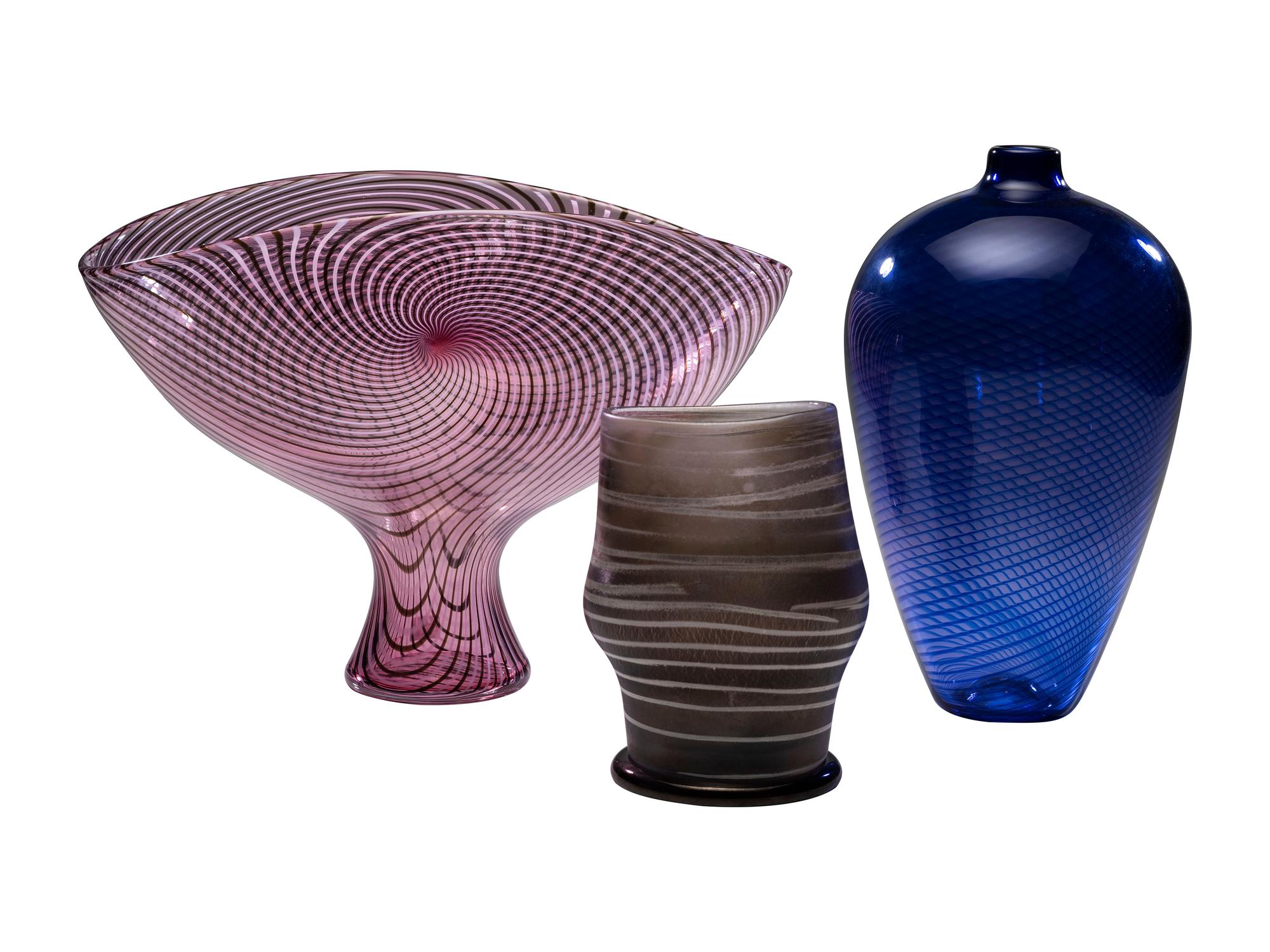 Three Art Glass Vessels