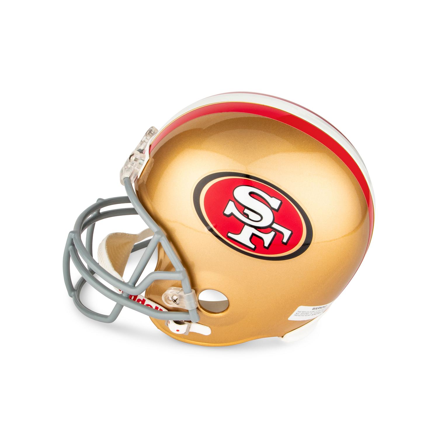 A Joe Montana and Dwight Clark Dual Signed Autograph San Francisco 49ers Full Size Helmet — With "The Catch" Diagram Drawn by Clark