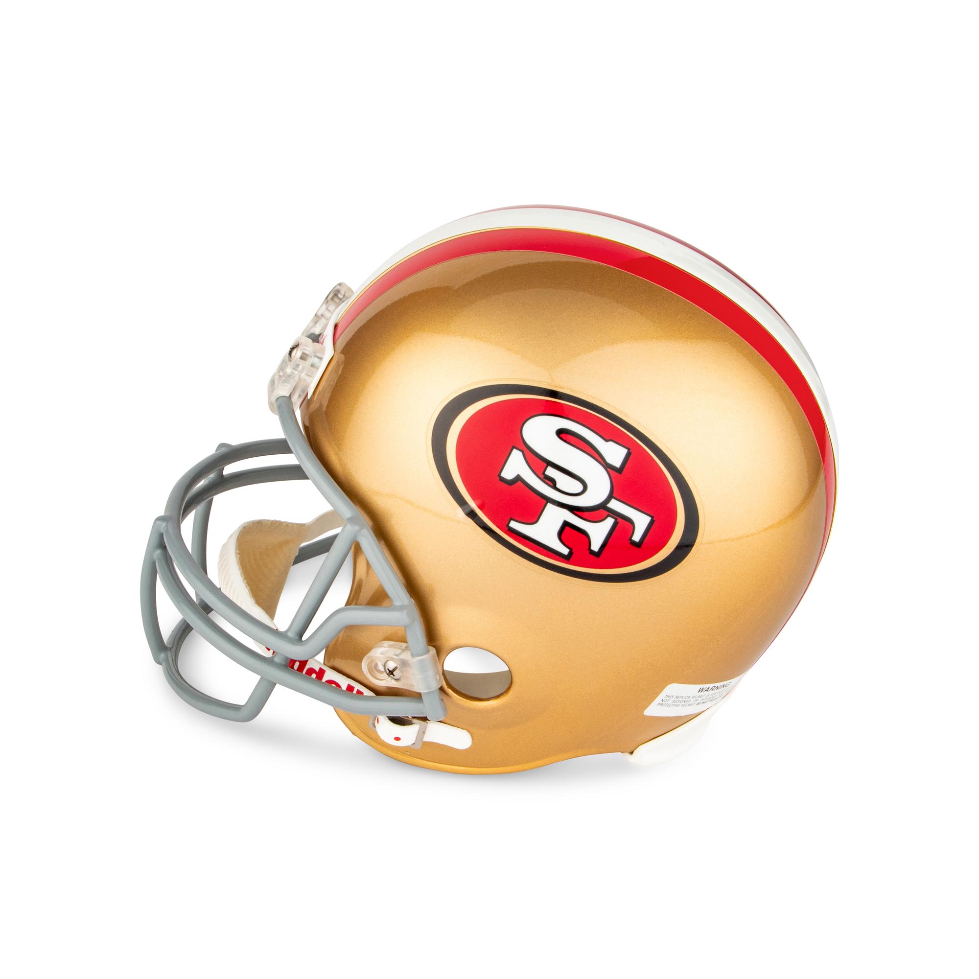 A Joe Montana and Dwight Clark Dual Signed Autograph San Francisco 49ers Full Size Helmet — With "The Catch" Diagram Drawn by Clark