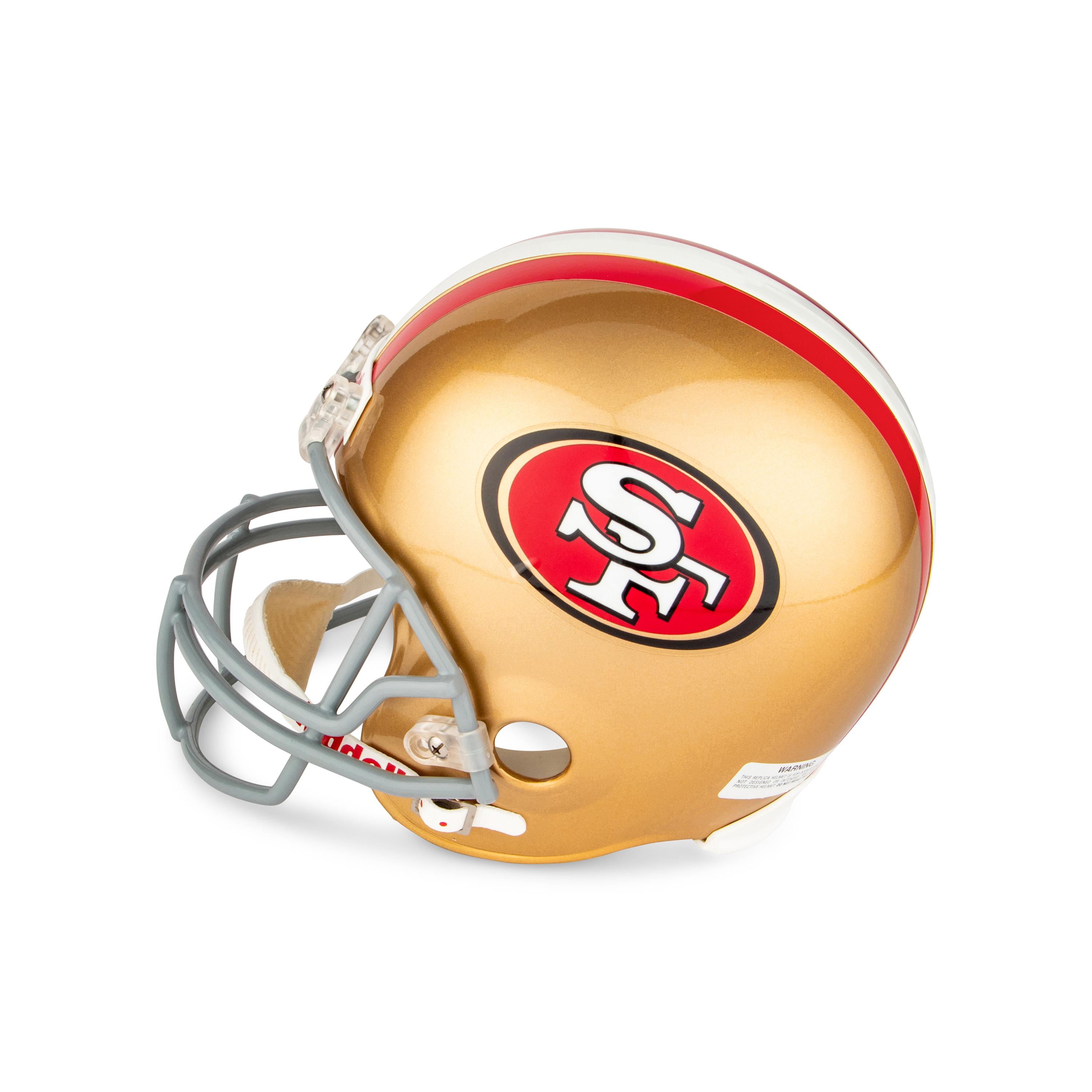 A Joe Montana and Dwight Clark Dual Signed Autograph San Francisco 49ers Full Size Helmet — With "The Catch" Diagram Drawn by Clark