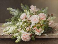 White Lilacs and Pink Roses