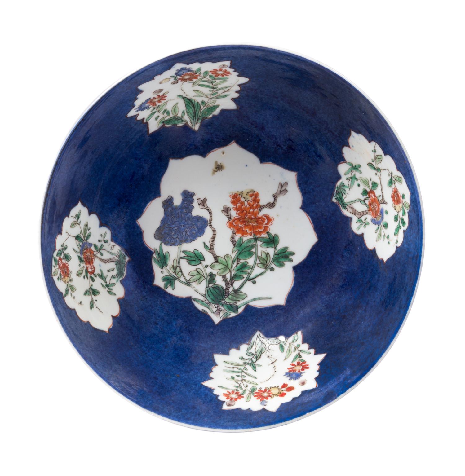 A Famille Verte Powder Blue Ground Porcelain Bowl Diameter 7 1/2 inches. — KANGXI PERIOD (1662-1722)