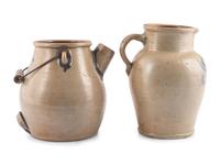 A Cobalt Decorated Stoneware Batter Jug and Pitcher