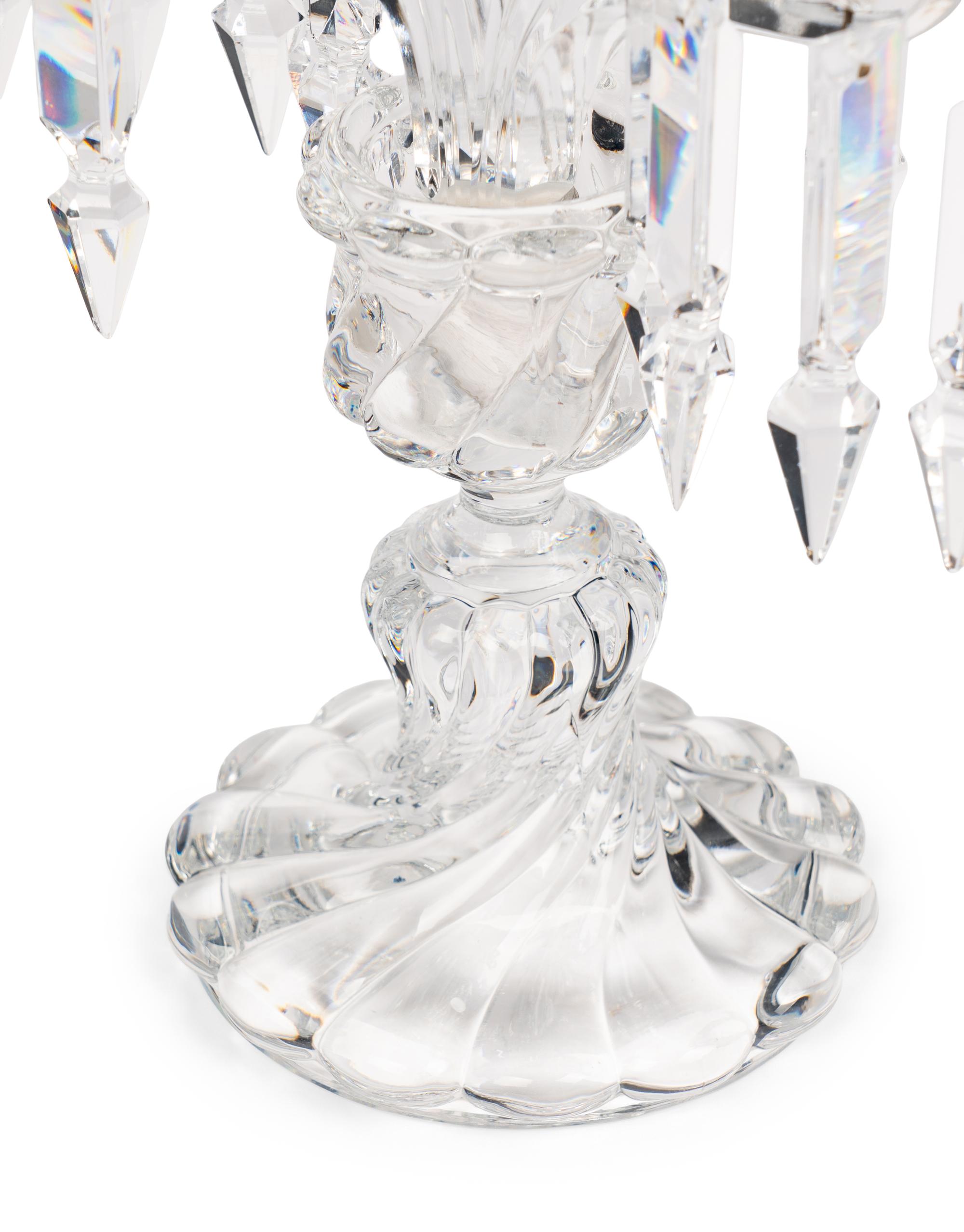 A Pair of Baccarat Molded Glass Two-Light Candelabra