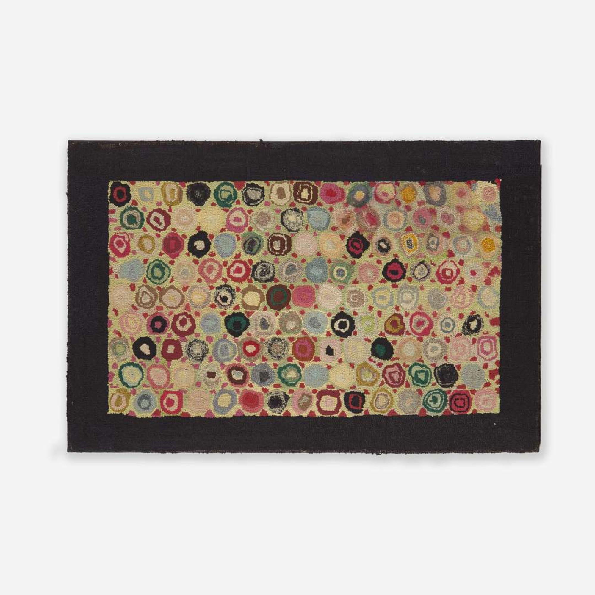 Two hooked rugs: "Cat's Paw" and "Oriental" patterns late 19th / early 20th century