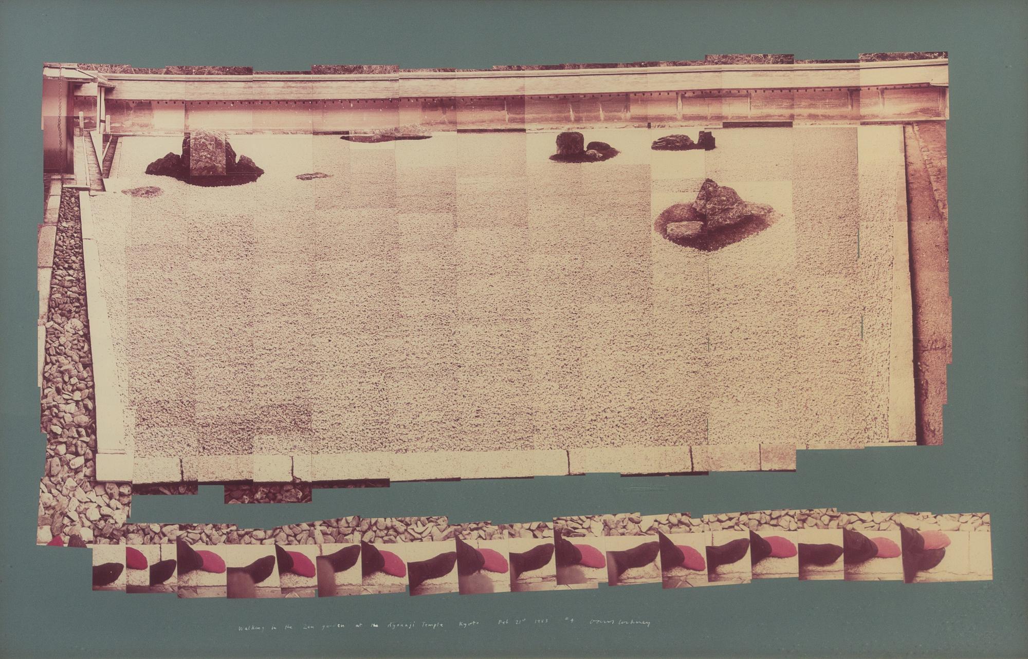 David Hockney, (British, b. 1937), Walking in the Zen Garden at the Ryoanji Temple #4, 1983