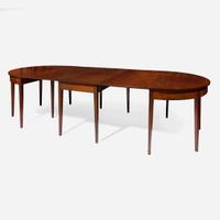 A Federal three-part inlaid mahogany dining table circa 1800