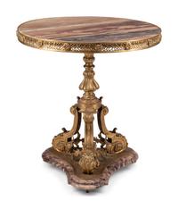 A French Gilt Bronze and Marble Guéridon