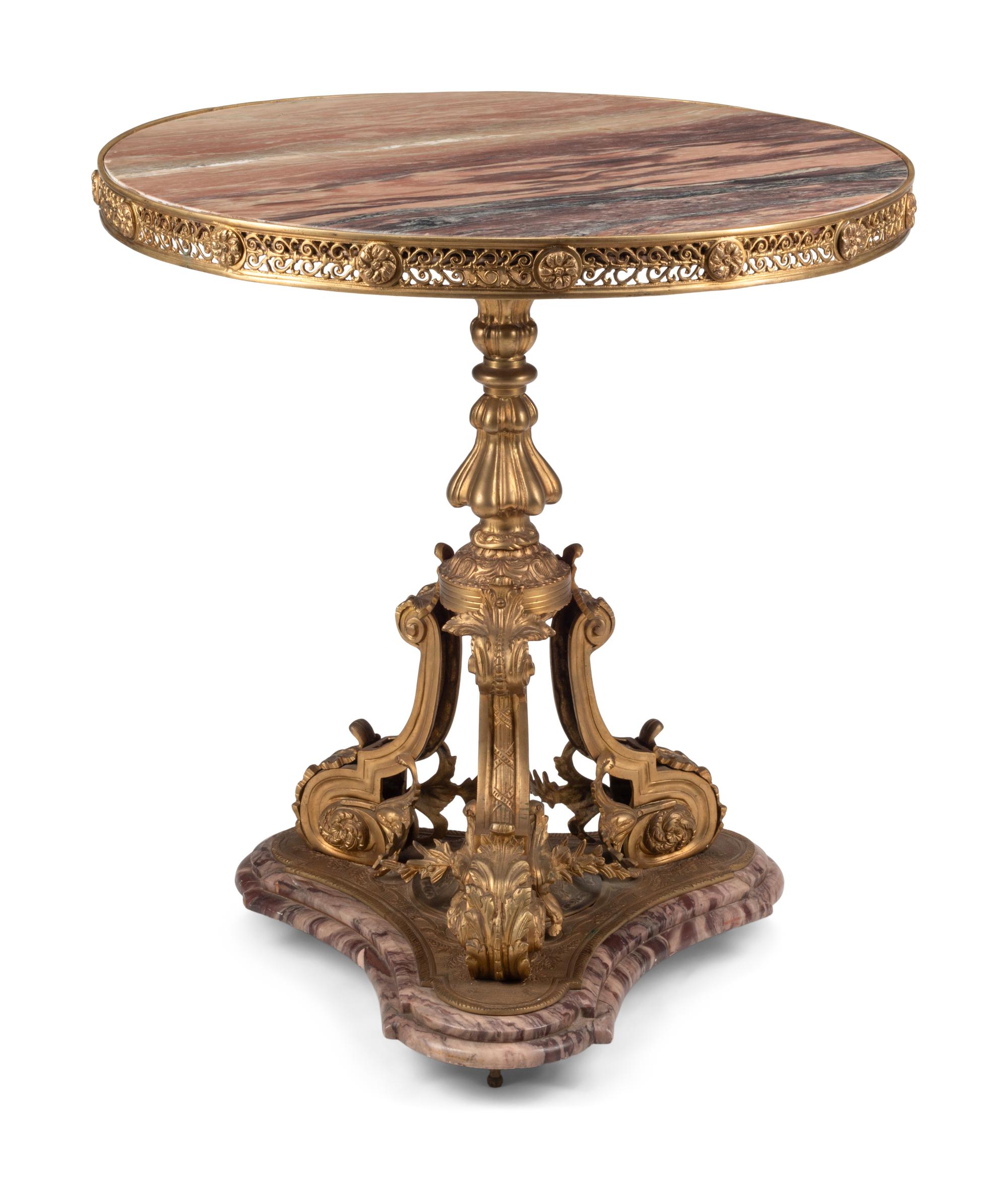 A French Gilt Bronze and Marble Guéridon