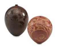 Sgraffito Pottery Seed Jars