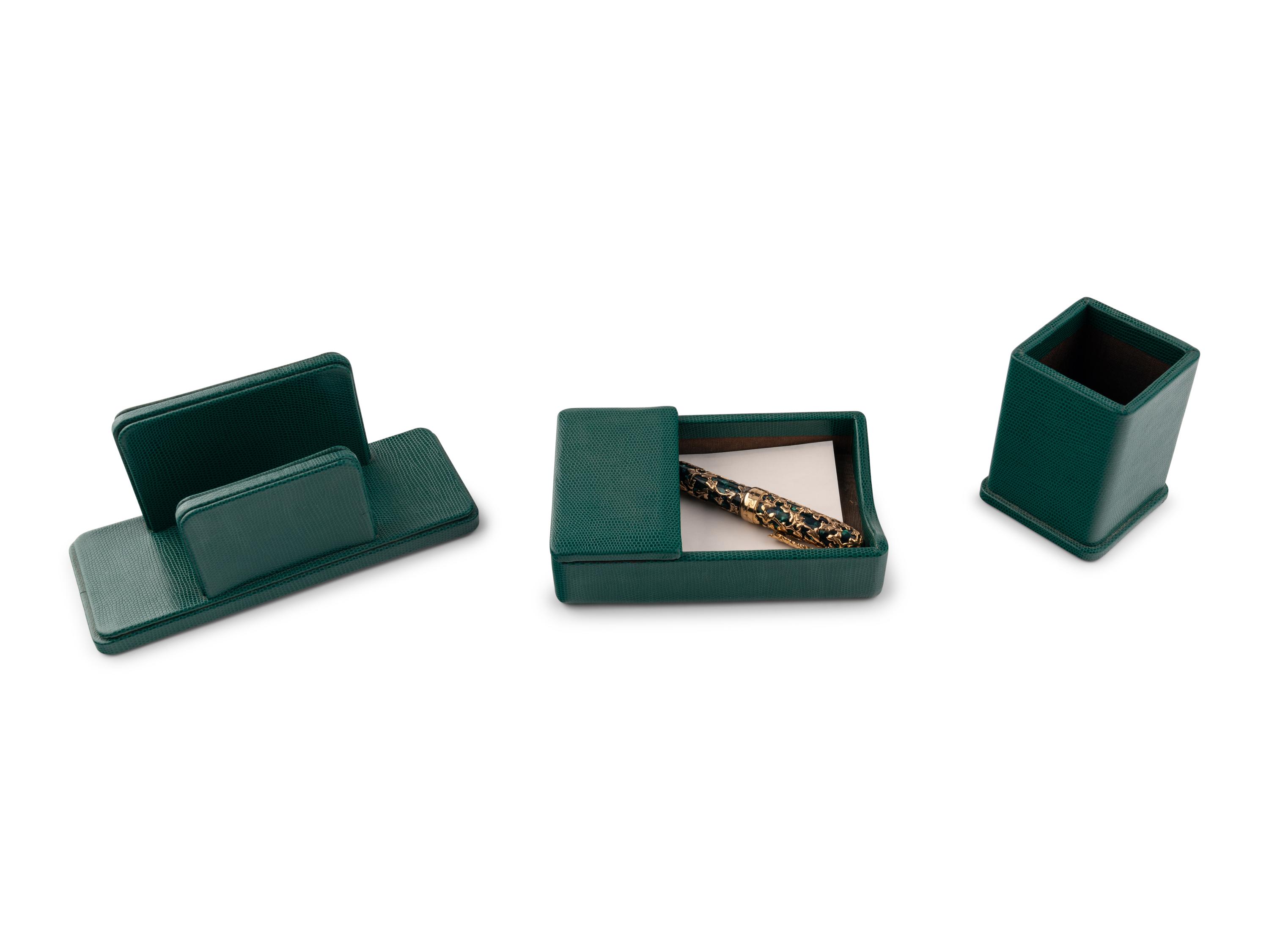 Secretary Madeleine Albright's Green Embossed Leather Desk Set and a Jean Pierre-Lepine Limited Edition Hédéra Fountain Pen