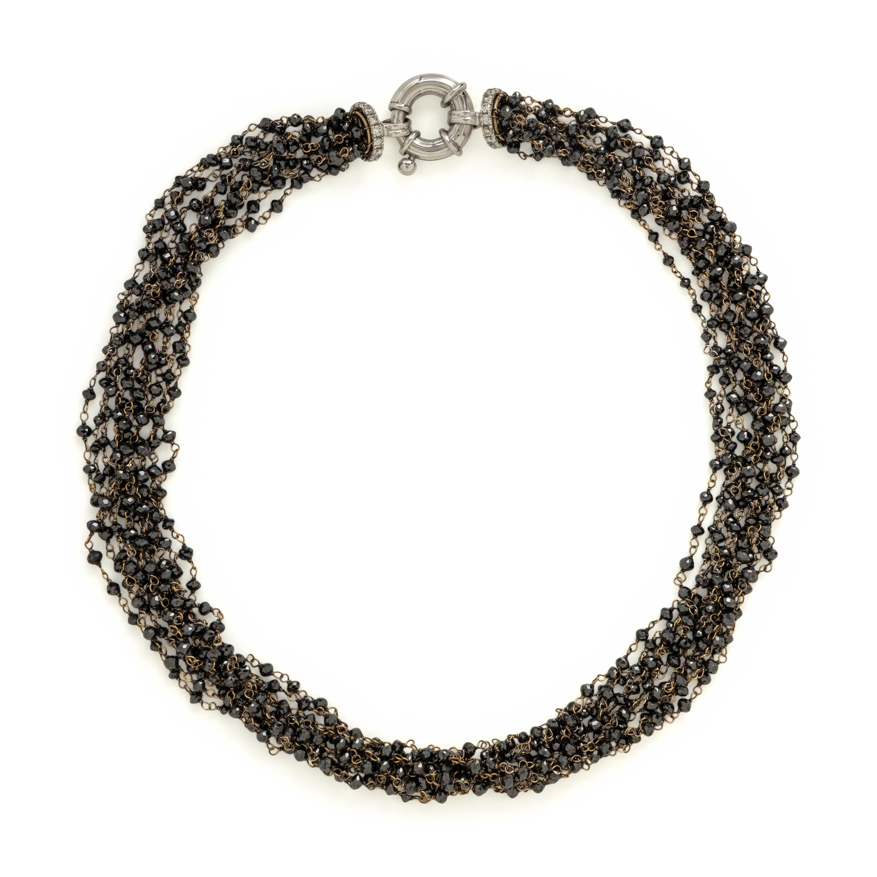 Yvel, Black Diamond, Diamond, and Bicolor Gold Necklace