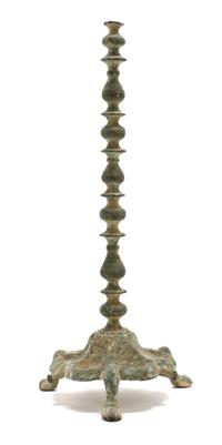 An Islamic Bronze Oil Lamp Stand, POSSIBLY SYRIAN, Height 14 inches. — POSSIBLY SYRIAN,