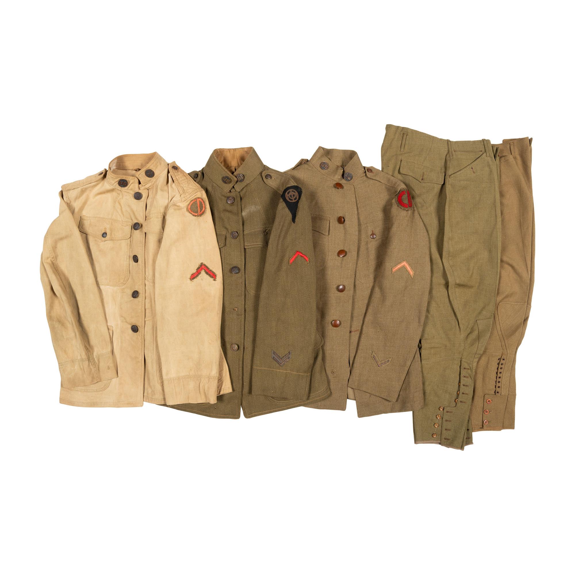 83rd Infantry Division and two 85th Infantry Division 1917 Tunics, one Canvas