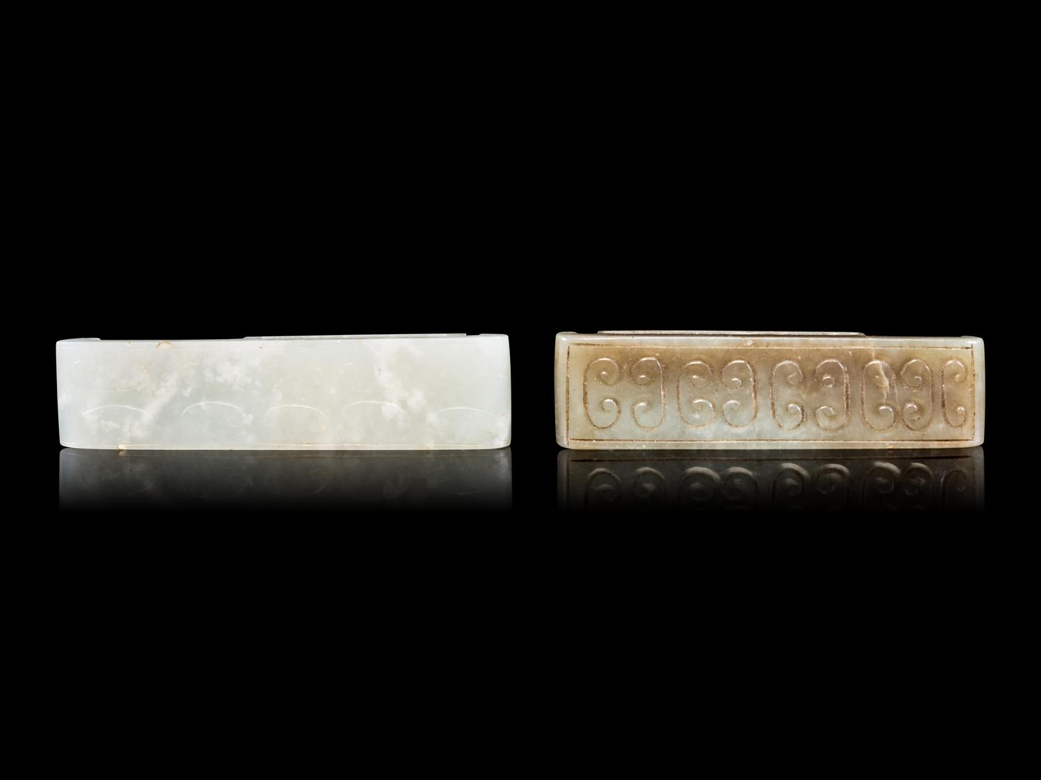 Two Chinese Jade Sword Slides