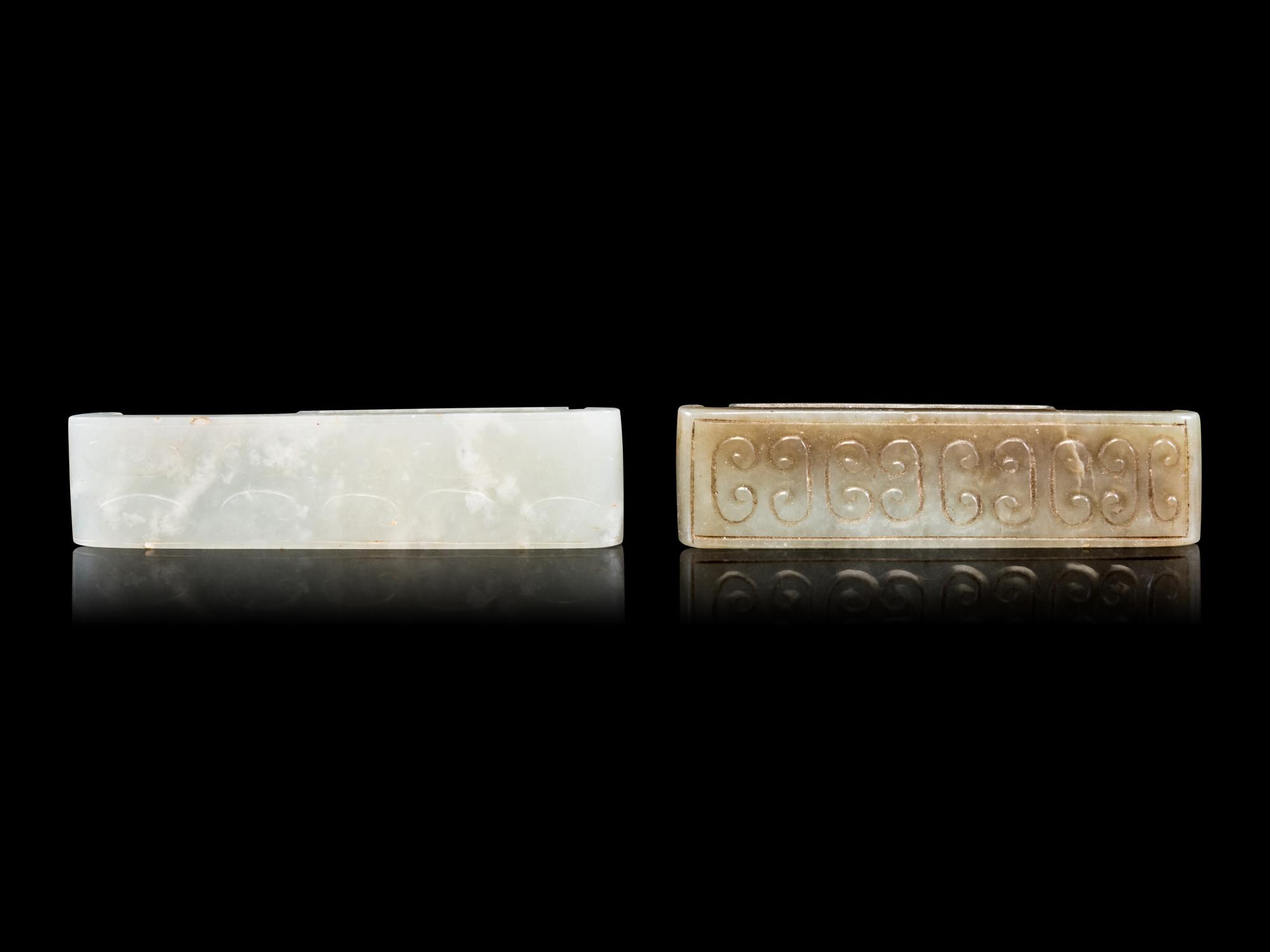 Two Chinese Jade Sword Slides