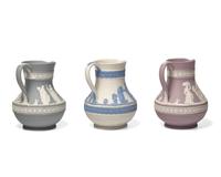A Group of Three Wedgwood Jasperware Milk Jugs