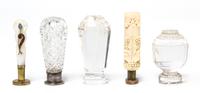 A Collection of Three Glass Seals, Height of tallest 2 3/4 inches.