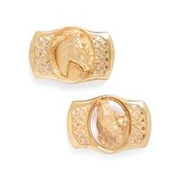 Two Yellow Gold Horse Belt Buckles