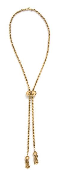 A 14 Karat Yellow Gold Slide Necklace, 38.60 dwts.